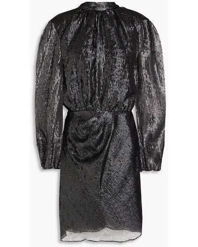 Maje Rivela Cutout Metallic Silk-blend Chiffon Mini Dress - Black
