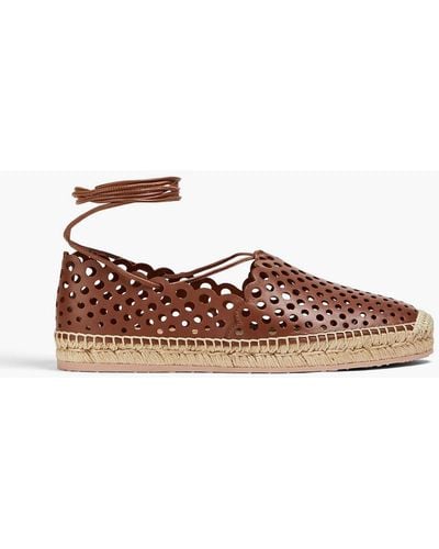 Gianvito Rossi Perforated Leather Espadrilles - Brown