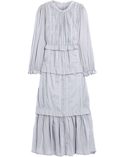 Isabel Marant Aboni Tiered Embroidered Cotton-voile Maxi Dress - Blue