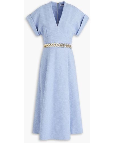 Rebecca Vallance Chain-embellished Tweed Midi Dress - Blue