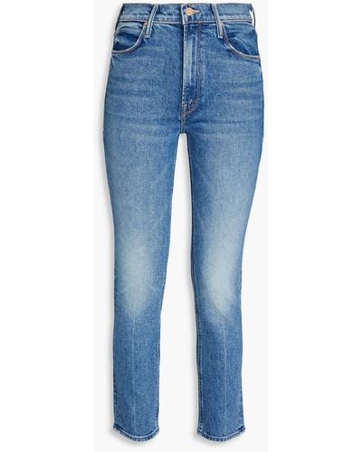 Mother Mid Rise Dazzler Cropped Mid-rise Slim-leg Jeans - Blue
