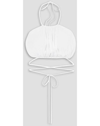 Maticevski Sonos cropped neckholder-oberteil aus stretch-tüll mit raffung - Weiß