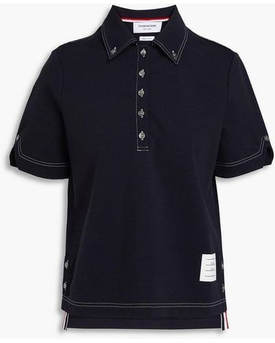 Thom Browne Wool-blend Jersey Polo Shirt - Blue