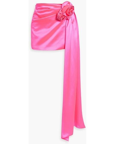 Magda Butrym Draped Floral-appliquéd Silk-satin Mini Skirt - Pink