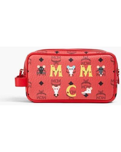 MCM Printed Coated-canvas Cosmetics Case - Red