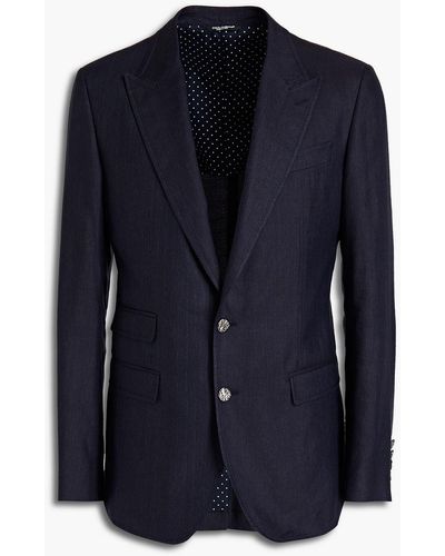Dolce & Gabbana Slim-fit Linen And Silk-blend Blazer - Blue