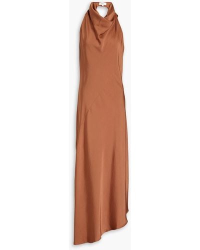 A.L.C. Claire Cutout Crinkled Satin Halterneck Midi Dress - Brown