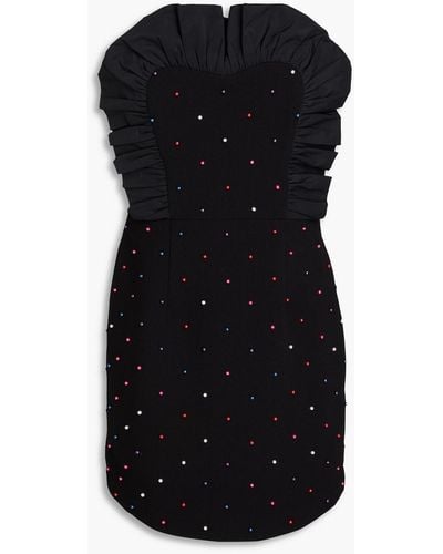 Rebecca Vallance Strapless Embellished Taffeta-paneled Crepe Mini Dress - Black
