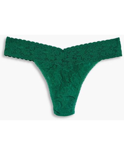 Hanky Panky Original Stretch-lace Mid-rise Thong - Blue