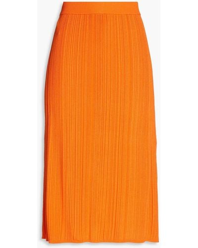 JOSEPH Satiny Ribbed-knit Skirt - Orange