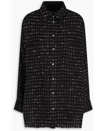 IRO Oversized Fringed Tweed Shirt - Black