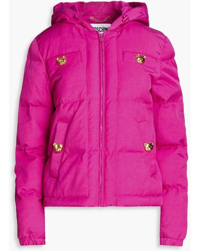 Moschino Quilted Padded Shell Hooded Jacket - Pink