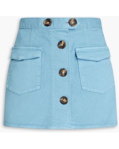 RED Valentino Skirt-effect Button-detailed Stretch Cotton-twill Shorts - Blue