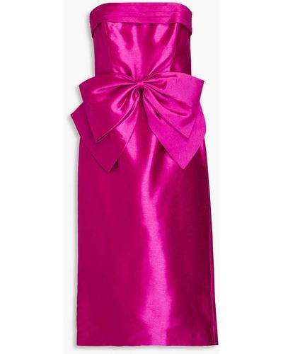 Zac Posen Strapless Bow-detailed Duchesse-satin Midi Dress - Pink