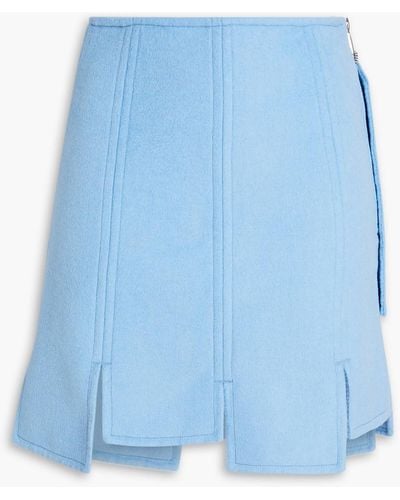 Ganni Asymmetric Brushed Wool-blend Felt Mini Skirt - Blue