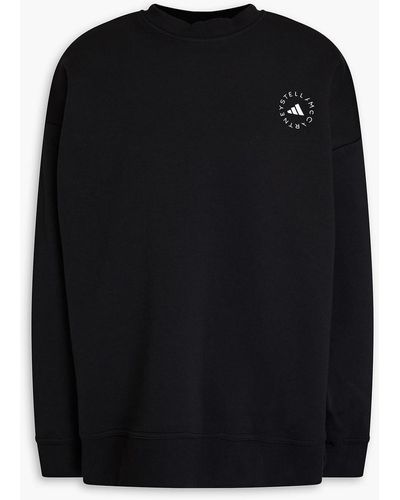 adidas By Stella McCartney Logo-print Cotton-blend Jersey Sweatshirt - Black
