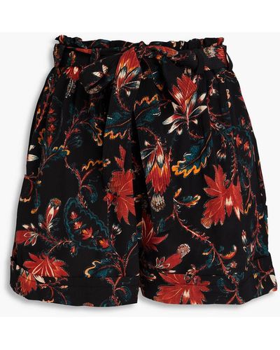 Ulla Johnson Leica Floral-print Silk Crepe De Chine Shorts - Red