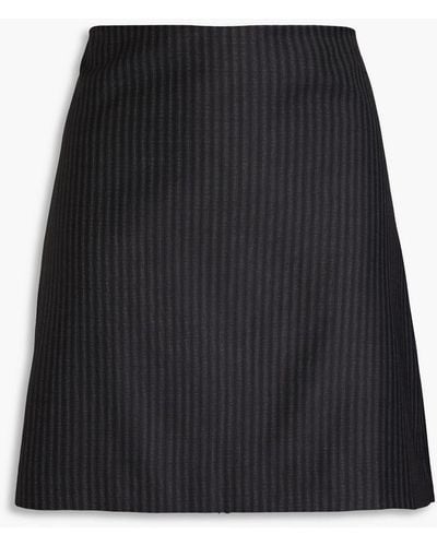 Theory Striped Wool Mini Skirt - Black