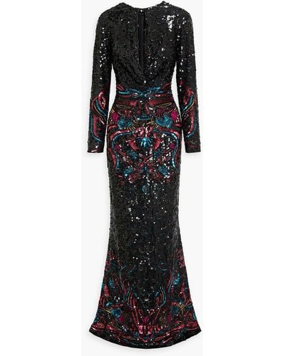 Zuhair Murad Cutout Sequined Tulle Gown - Black