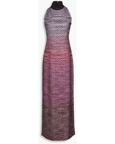 Missoni Embellished Crochet-knit Maxi Dress - Purple