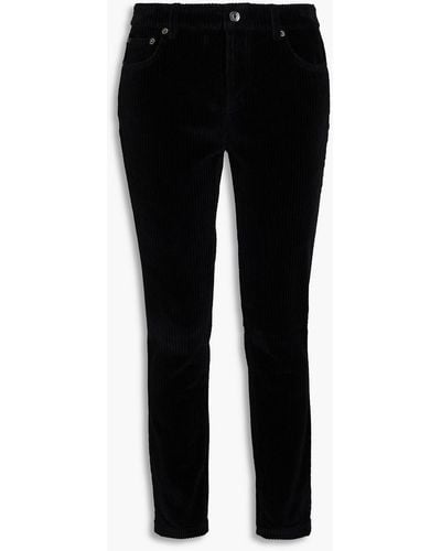Dolce & Gabbana Cotton-corduroy Slim-leg Trousers - Black
