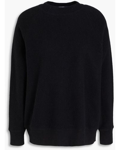James Perse Waffle-knit Cotton And Cashmere-blend Jumper - Black
