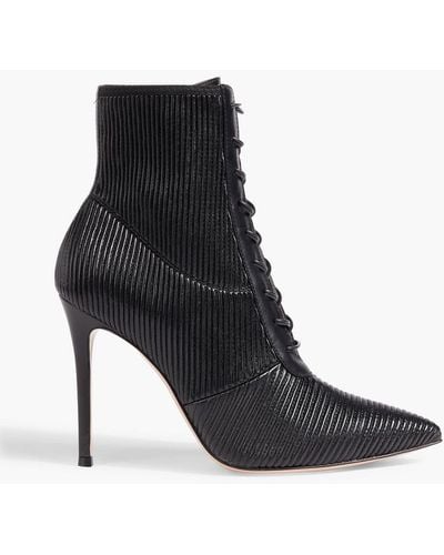 Gianvito Rossi Zina Lace-up Quilted Leather Ankle Boots - Black