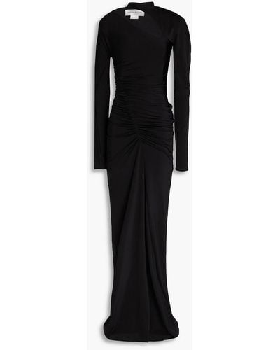 Victoria Beckham Cutout Ruched Satin-jersey Maxi Dress - Black