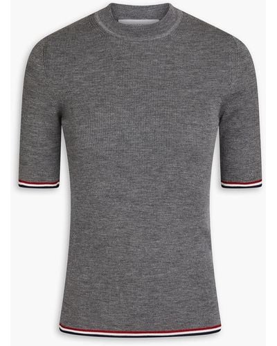 Thom Browne Ribbed Wool-blend Sweater - Gray