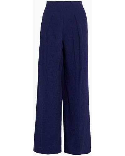 Roland Mouret Nitra Pleated Crepon Wide-leg Trousers - Blue