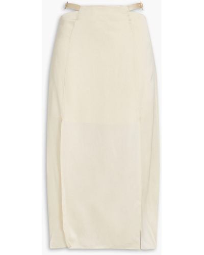 Nicholas Brooke Cutout Satin Midi Skirt - Natural