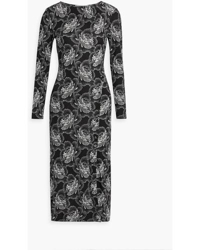 Diane von Furstenberg Lugosi Floral-print Jersey Midi Dress - Black