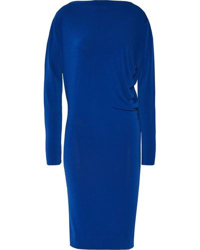 By Malene Birger Finae Draped Stretch-crepe Dress Cobalt Blue