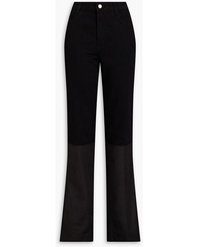 Zimmermann Two-tone High-rise Straight-leg Jeans - Black