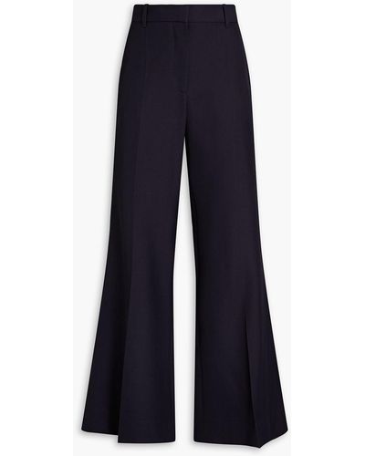 Victoria Beckham Wool-canvas Wide-leg Pants - Blue