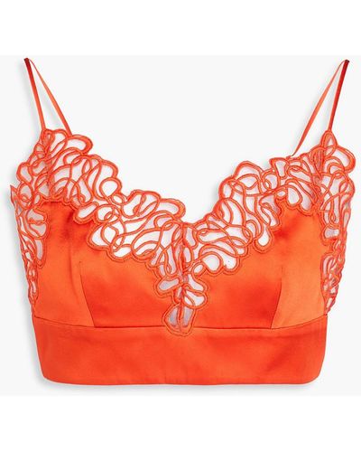 Stella McCartney Embroidered Tulle And Satin Bra Top