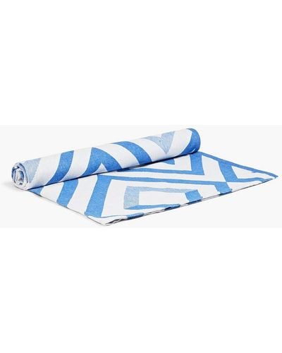 Frescobol Carioca Printed Cotton And Linen-blend Beach Towel - Blue