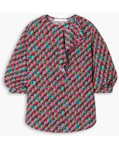 See By Chloé Ruffled Gathered Printed Crepe Top