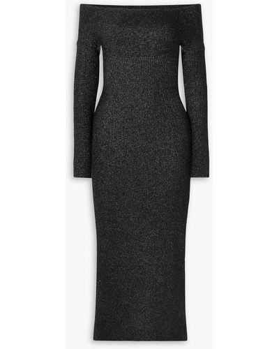 Khaite Marisole Cutout Metallic Ribbed-knit Midi Dress - Black