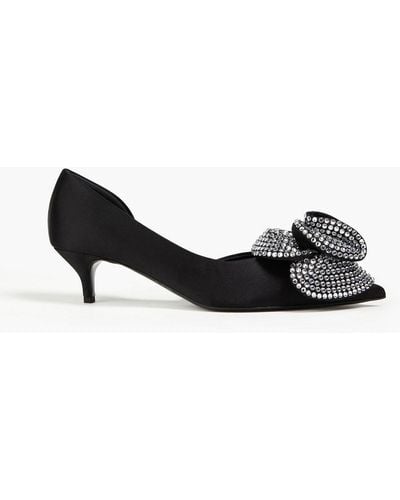 Magda Butrym Floral Appliquéd Crystal-embellished Satin Court Shoes - Black