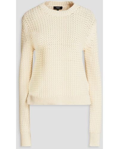 Theory Waffle-knit Cotton-blend Sweater - Natural