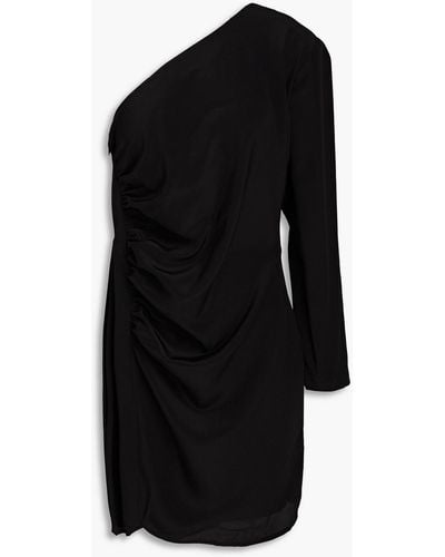 Envelope Vice One-sleeve Silk Crepe De Chine Mini Dress - Black