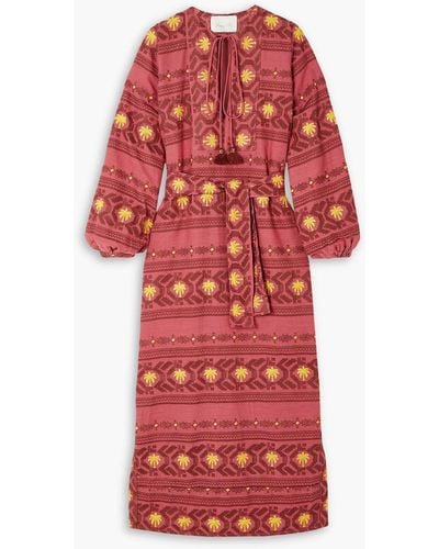 Johanna Ortiz Sapa Inca Belted Embroidered Woven Maxi Dress
