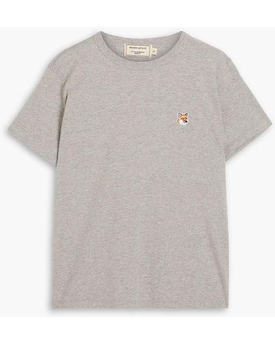 Maison Kitsuné Appliquéd Cotton-jersey T-shirt - Grey