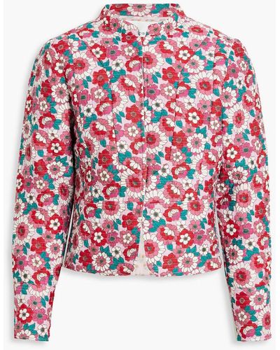 Antik Batik Blossom Quilted Floral-print Cotton Jacket - Red