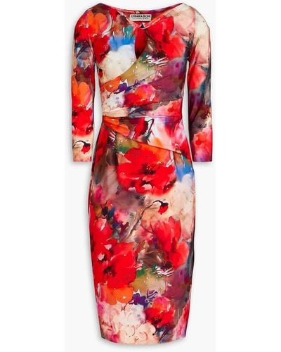 La Petite Robe Di Chiara Boni Kelcie Wrap-effect Gathe Printed Scuba Dress - Red