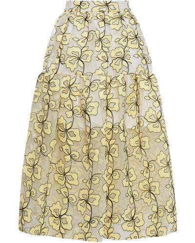 Maje Jizia Floral-pattern Organza Skirt - Yellow
