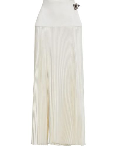 Alexandre Vauthier Embellished Pleated Silk-blend Satin Maxi Wrap Skirt - White