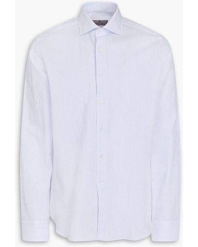 Canali Striped Cotton-seersucker Shirt - White