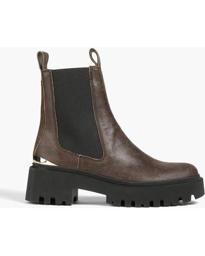Maje Leather Chelsea Boots - Brown